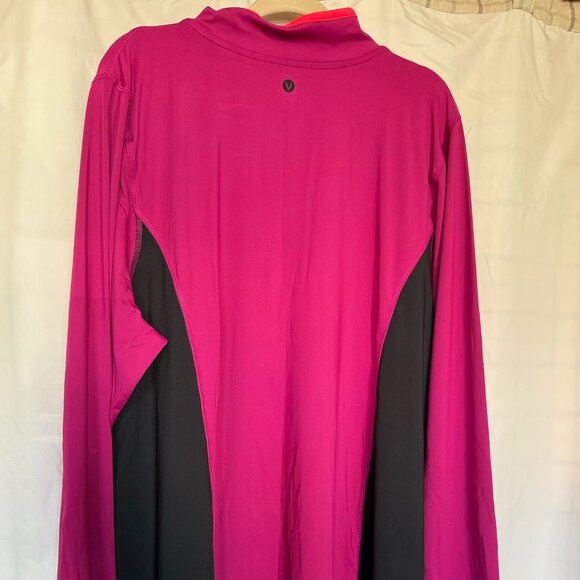 Lane Bryant LIVI Zip-Neck Wicking Pullover Long Sleeve Top Fuchsia/Blk 30/32 NWT - Picture 5 of 12